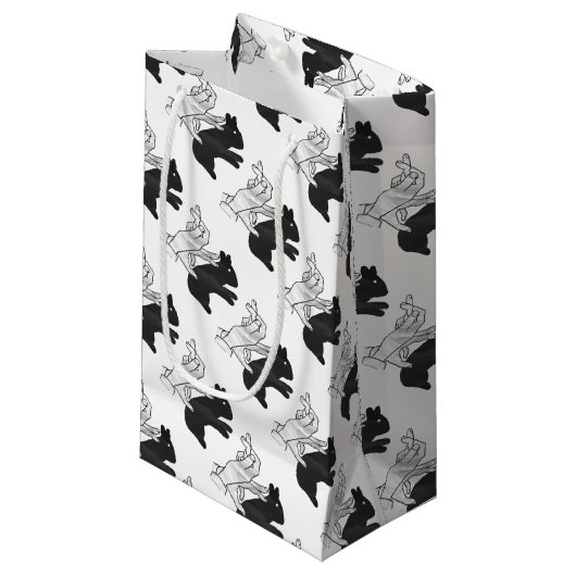 Hand Silhouette Rabbit Klein Cadeauzakje (Voorkant Gekanteld)