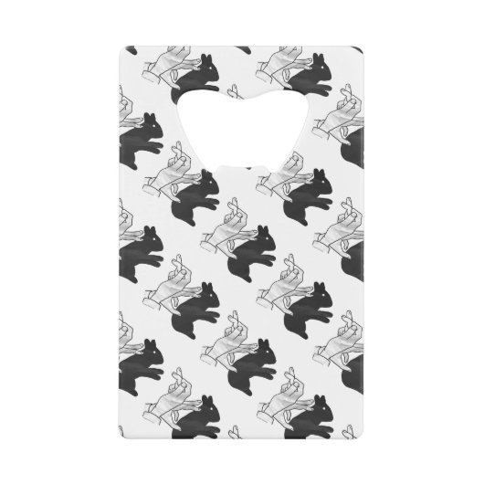 Hand Silhouette Rabbit Kredietkaart Flessenopener (Voorkant)