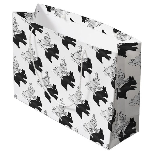 Hand Silhouette Rabbit Large Cadeautasje (Achterkant Gekanteld)