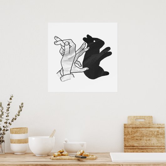 Hand Silhouette Rabbit Poster (Keuken)