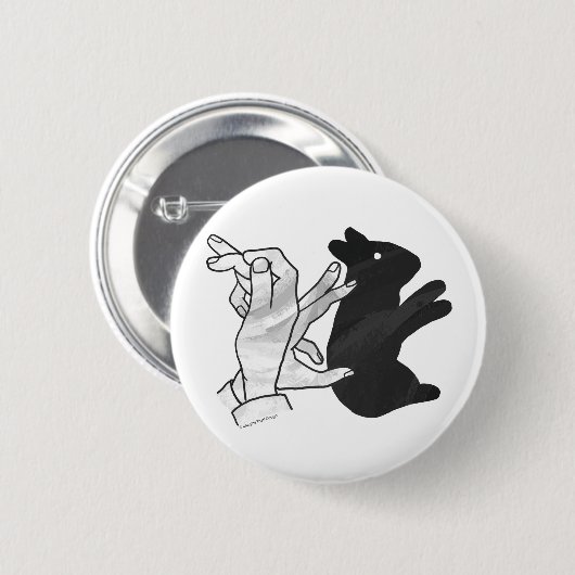 Hand Silhouette Rabbit Ronde Button 5,7 Cm (Voorkant /achterkant)