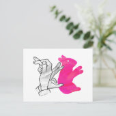 Hand Silhouette Rabbit roze Briefkaart (Staand voorkant)
