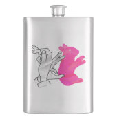 Hand Silhouette Rabbit roze Heupfles (Voorkant)