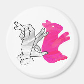 Hand Silhouette Rabbit roze Magneet (Voorkant)