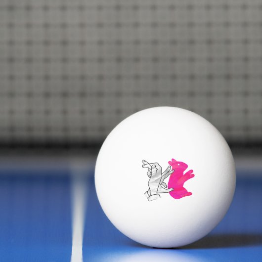 Hand Silhouette Rabbit roze Pingpongballen (Net)