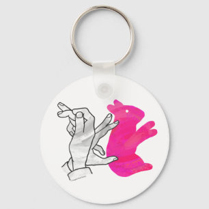 Hand Silhouette Rabbit roze Sleutelhanger