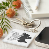 Hand Silhouette Rabbit Sleutelhanger (Voorkant Rechts)