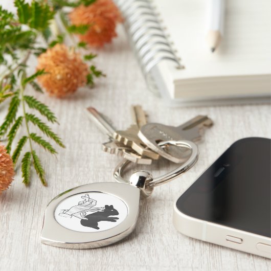 Hand Silhouette Rabbit Sleutelhanger (Zijkant)