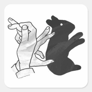 Hand Silhouette Rabbit Vierkante Sticker