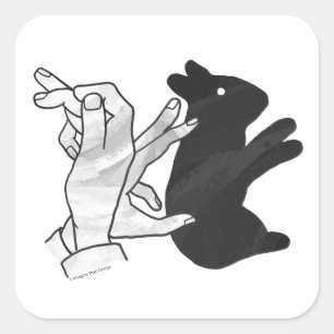 Hand Silhouette Rabbit Vierkante Sticker