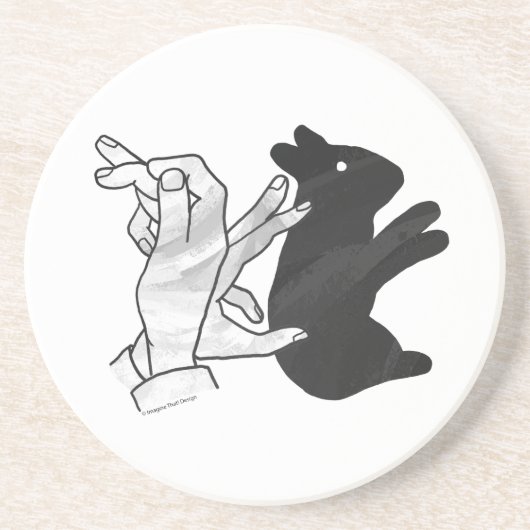 Hand Silhouette Rabbit Zandsteen Onderzetter (Voorkant)
