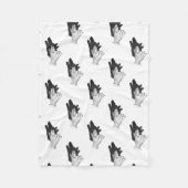 Hand Silhouette Wolf Fleece Deken (Voorkant)