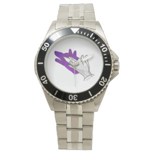 Hand Silhouette Wolf Paars Horloge