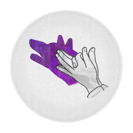 Hand Silhouette Wolf Paars Snijplank (Voorkant)