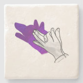 Hand Silhouette Wolf Paars Stenen Onderzetter (Voorkant)