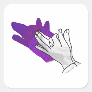 Hand Silhouette Wolf Paars Vierkante Sticker