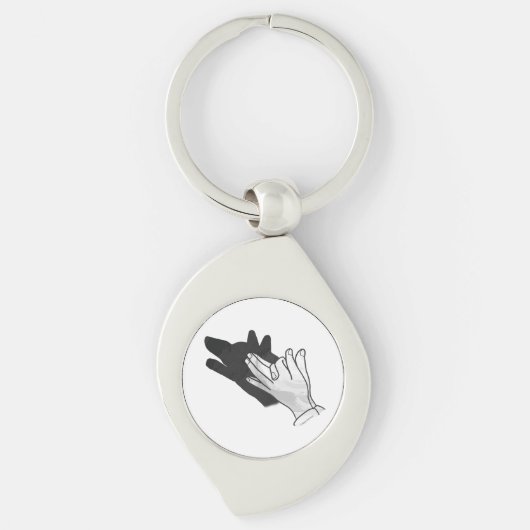 Hand Silhouette Wolf Sleutelhanger (Voorkant)