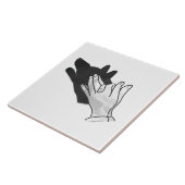 Hand Silhouette Wolf Tegeltje (Zijkant)