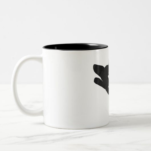 Hand Silhouette Wolf Tweekleurige Koffiemok (Links)
