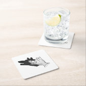 Hand Silhouette Wolf Vierkante Kartonnen Onderzetter (Insitu)