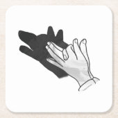 Hand Silhouette Wolf Vierkante Kartonnen Onderzetter (Voorkant)