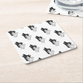 Hand Silhouette Wolf Vierkante Kartonnen Onderzetter (Schuin)