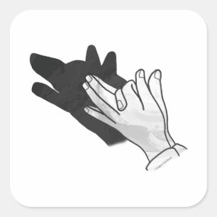 Hand Silhouette Wolf Vierkante Sticker