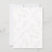 Hand Sketched Delicate Floral Dusty Roos Wedding Kaart (Achterkant)