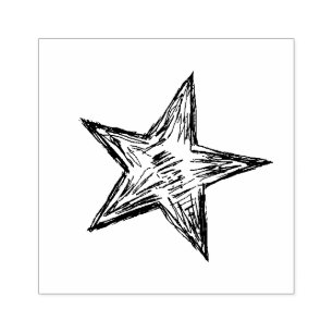 Hand Sketched Pencil Star Stamp Rubberstempel