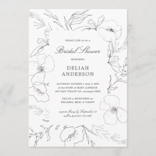 Hand Sketched Peony Floral Vrijgezellenfeest Kaart