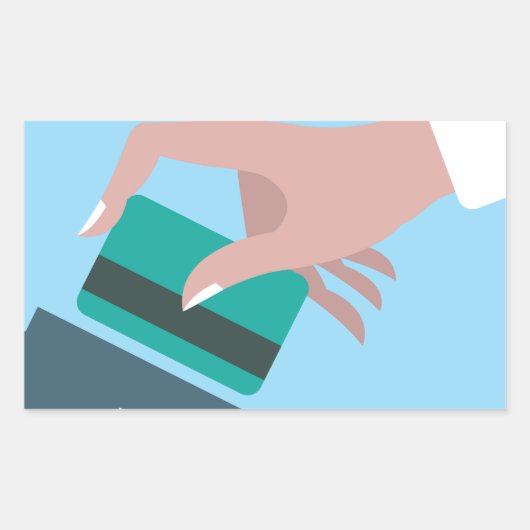 Hand swiping creditcard rechthoekige sticker (Voorkant)