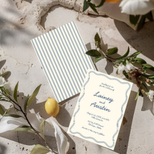 Hand Teken Blauw Handschrift Trouwen Kaart