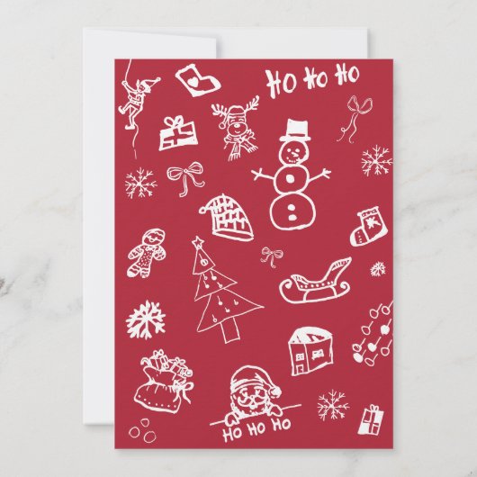 Hand Teken Doodle brief van de Kerstman Kaart (Achterkant)