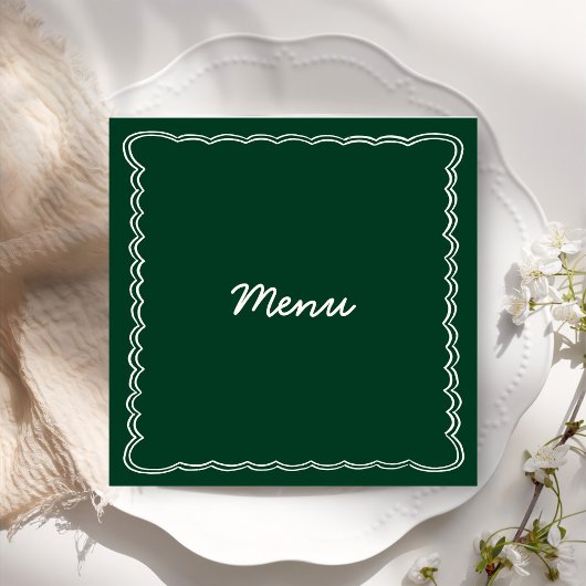 Hand Teken Retro Groen Handschrift Trouwmenu Menu