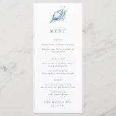  Hand Tekening Blue Seashell Wedding Menu (Voorkant)