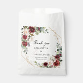 Hand tekening bordeaux bloemen gouden salie bruilo bedankzakje (Voorkant)