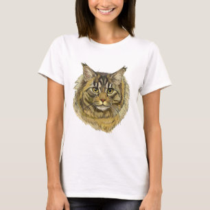 Hand tekening pluizig Maine Coon kat T-shirt