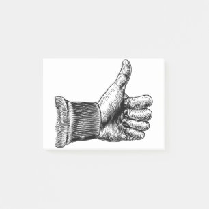 Hand Thumb Up Sign  Retro Woodcut Post-it® Notes