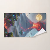 Hand Towel with Fantasy Volcano Art (Serviette à main)