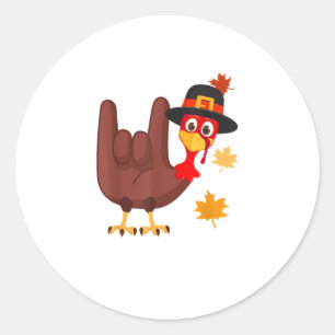 Hand Turkey American Sign Language I Love You Than Ronde Sticker