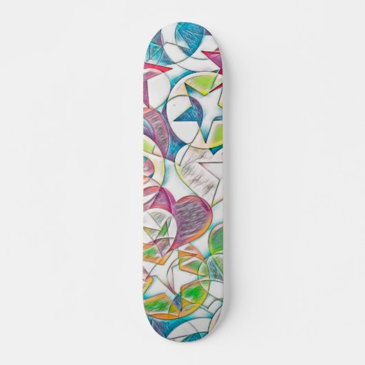 hand van EDDArt - sterren en harten 1 Skateboard (Voorkant)