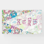 hand van EDDArt - sterren en harten 1 Spandoek (Horizontaal)