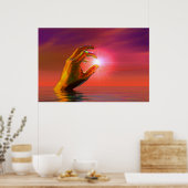 Hand van God die de zon vasthoudt Poster (Keuken)