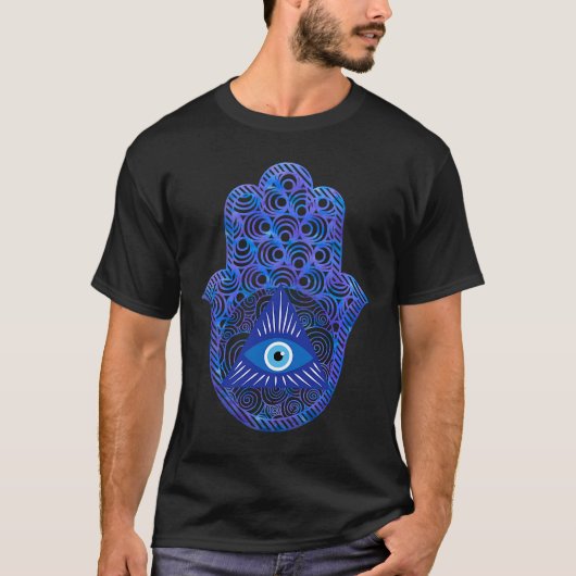 Hand van Hamsa Fatima Evil Eye Derde oog Spirituee T-shirt (Voorkant)
