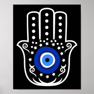 Hand van Hamsa Fatima Turkse Tijgeroog Bescherming Poster