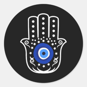 Hand van Hamsa Fatima Turkse Tijgeroog Bescherming Ronde Sticker