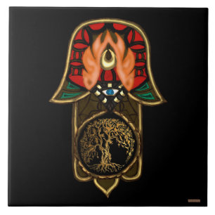 Hand van Hamsa feat: Levensboom Tegeltje