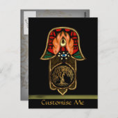 Hand van Hamsa: Levensboom Briefkaart (Voorkant / Achterkant)