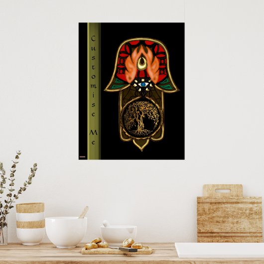 Hand van Hamsa: Levensboom Poster (Keuken)