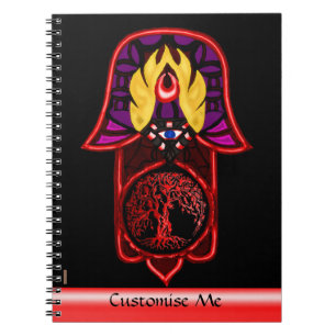 Hand van Hamsa met: Levensboom 3 Notitieboek